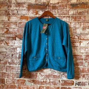 Teal Button-Up Cardigan